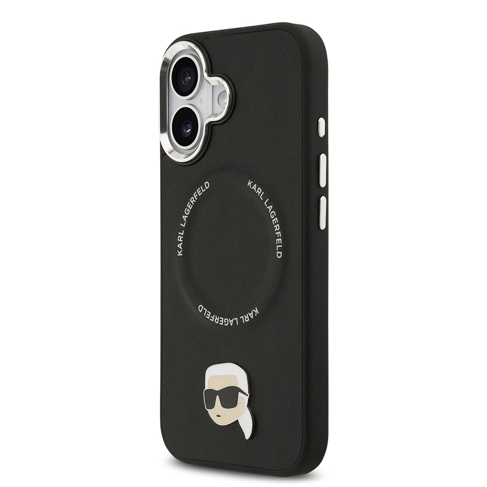 Karl Lagerfeld iPhone 17 Orjinal Lisanslı M-safe Şarj Özellikli Metal Kamera ve Buton Tasarımlı Karl PU Deri Kılıf