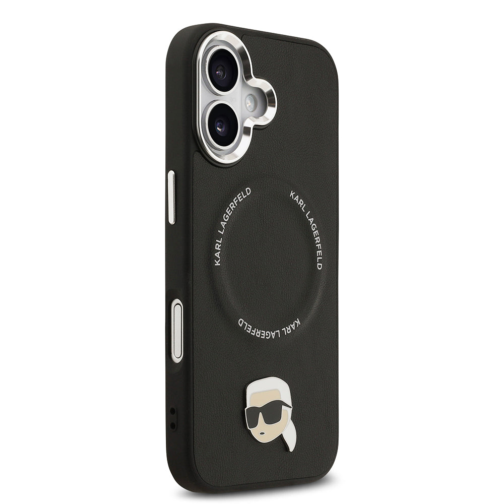 Karl Lagerfeld iPhone 17 Orjinal Lisanslı M-safe Şarj Özellikli Metal Kamera ve Buton Tasarımlı Karl PU Deri Kılıf