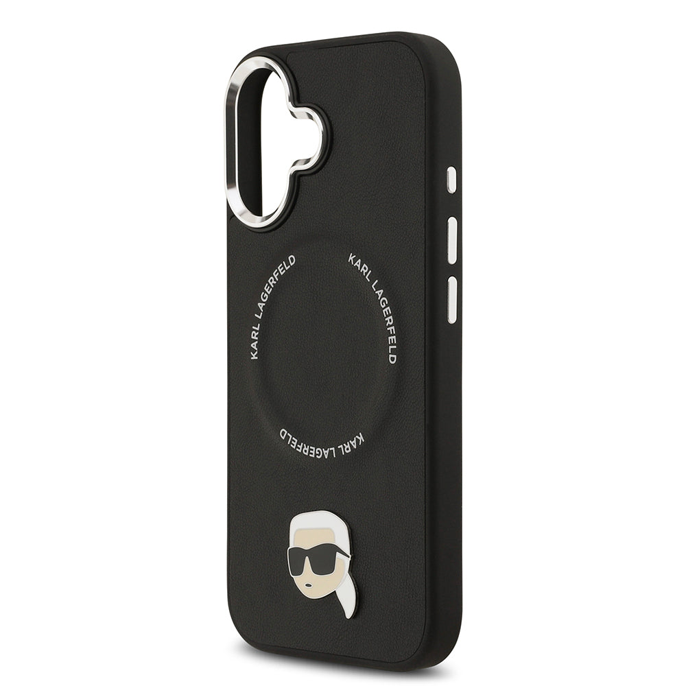 Karl Lagerfeld iPhone 17 Orjinal Lisanslı M-safe Şarj Özellikli Metal Kamera ve Buton Tasarımlı Karl PU Deri Kılıf