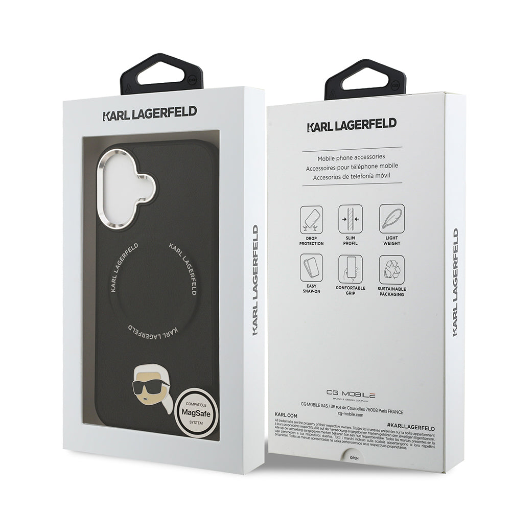 Karl Lagerfeld iPhone 17 Orjinal Lisanslı M-safe Şarj Özellikli Metal Kamera ve Buton Tasarımlı Karl PU Deri Kılıf