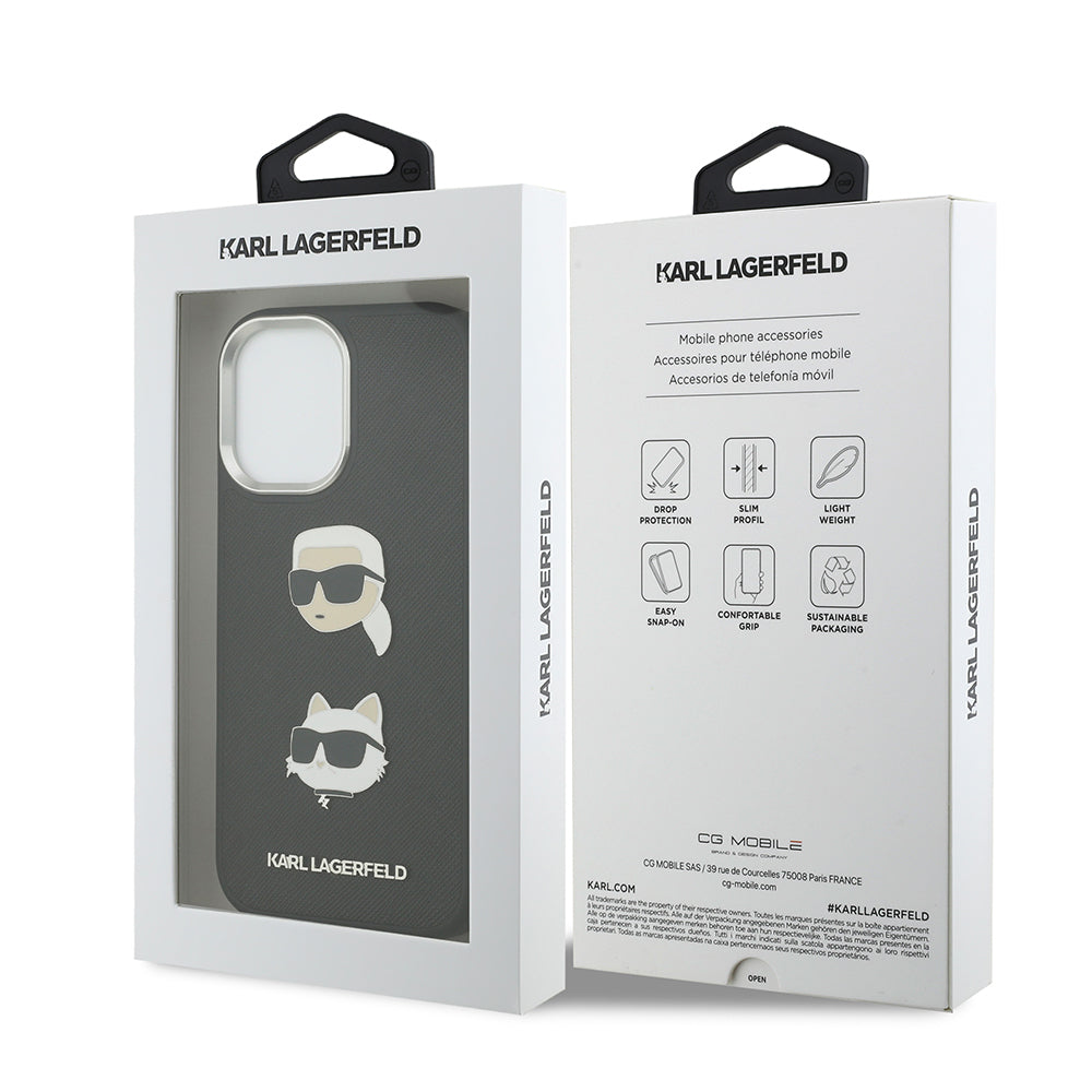 Karl Lagerfeld iPhone 17 Orjinal Lisanslı Metal Logolu K&C Heads Pin Kılıf