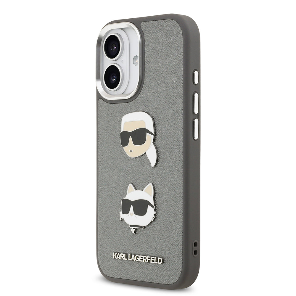 Karl Lagerfeld iPhone 17 Orjinal Lisanslı Metal Logolu K&C Heads Pin Kılıf