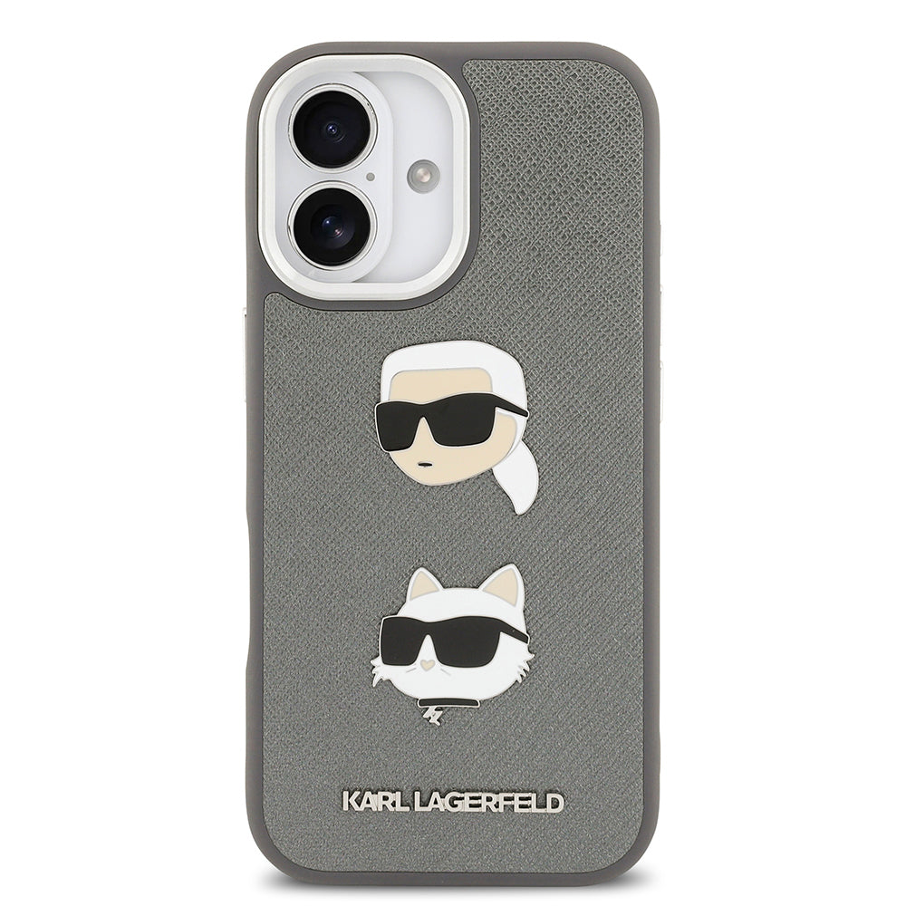 Karl Lagerfeld iPhone 17 Orjinal Lisanslı Metal Logolu K&C Heads Pin Kılıf