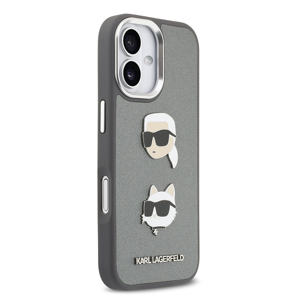 Karl Lagerfeld iPhone 17 Orjinal Lisanslı Metal Logolu K&C Heads Pin Kılıf