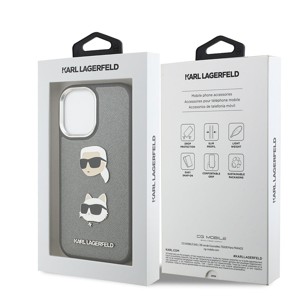 Karl Lagerfeld iPhone 17 Orjinal Lisanslı Metal Logolu K&C Heads Pin Kılıf