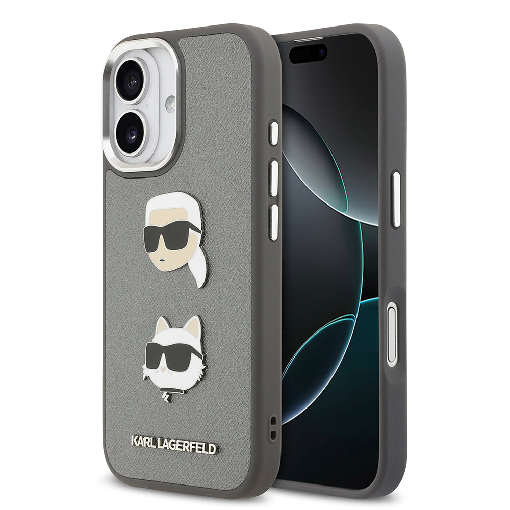 Karl Lagerfeld iPhone 17 Orjinal Lisanslı Metal Logolu K&C Heads Pin Kılıf