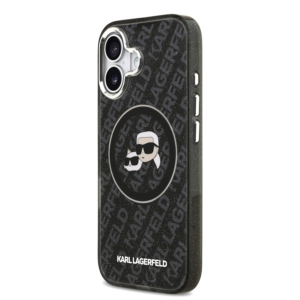 Karl Lagerfeld iPhone 17 Orjinal Lisanslı Parlayan Simli Karl & Choupette Heads Kılıf