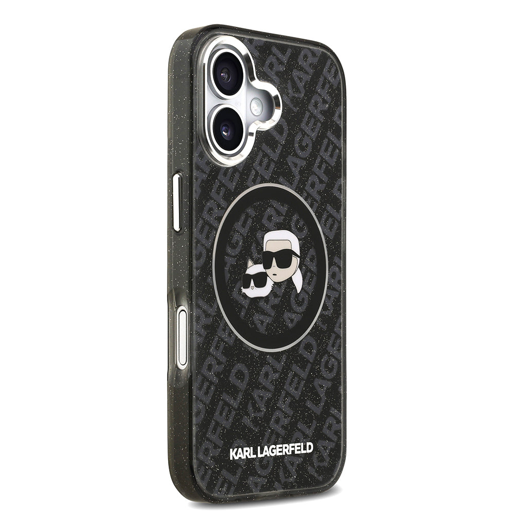 Karl Lagerfeld iPhone 17 Orjinal Lisanslı Parlayan Simli Karl & Choupette Heads Kılıf