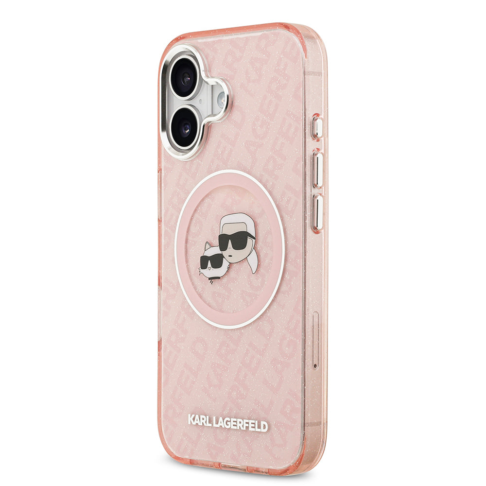 Karl Lagerfeld iPhone 17 Orjinal Lisanslı Parlayan Simli Karl & Choupette Heads Kılıf