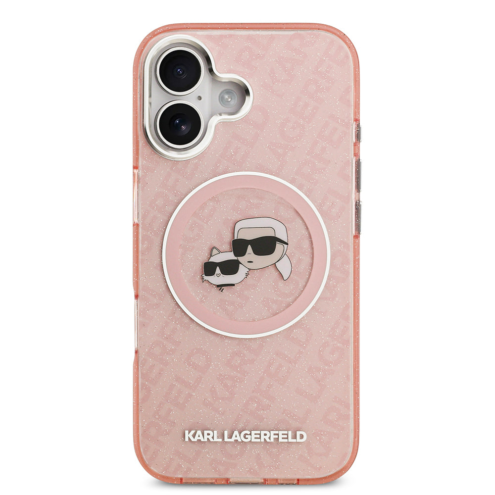 Karl Lagerfeld iPhone 17 Orjinal Lisanslı Parlayan Simli Karl & Choupette Heads Kılıf