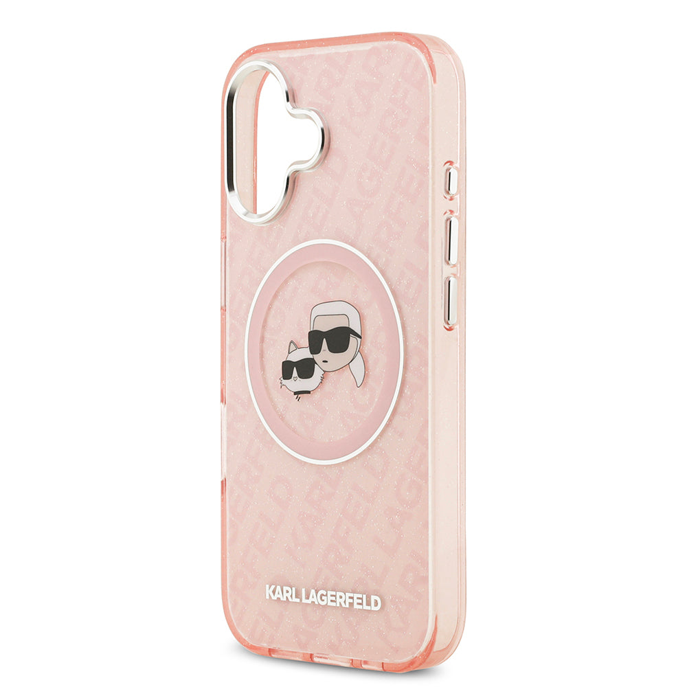 Karl Lagerfeld iPhone 17 Orjinal Lisanslı Parlayan Simli Karl & Choupette Heads Kılıf