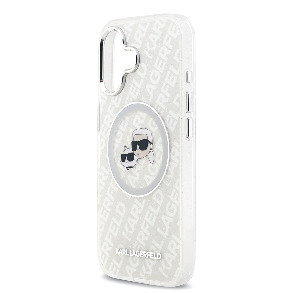 Karl Lagerfeld iPhone 17 Orjinal Lisanslı Parlayan Simli Karl & Choupette Heads Kılıf