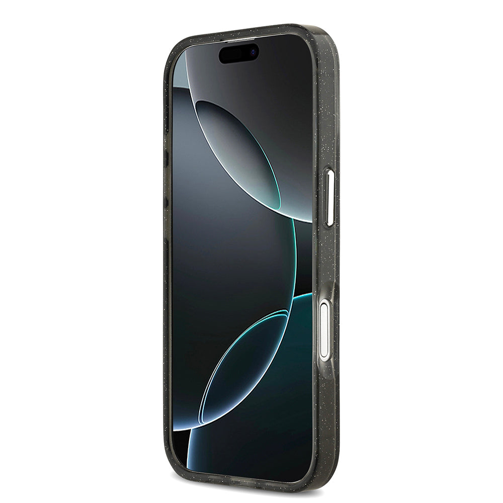 Karl Lagerfeld iPhone 17 Orjinal Lisanslı Parlayan Simli Karl & Choupette Sketch Logo Kılıf