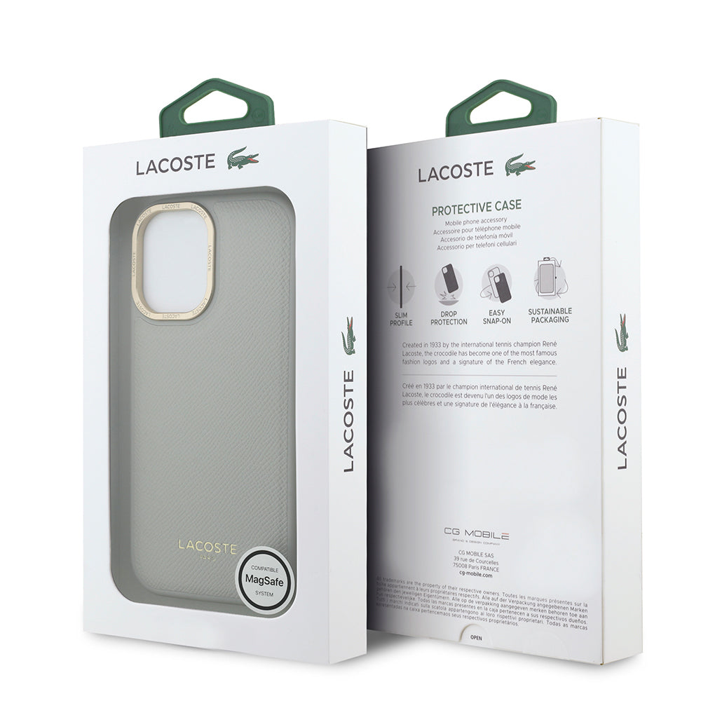 Lacoste iPhone 17 Orjinal Lisanslı M-safe Şarj Özellikli Champs Elysees PU Deri Tasarımlı Kılıf