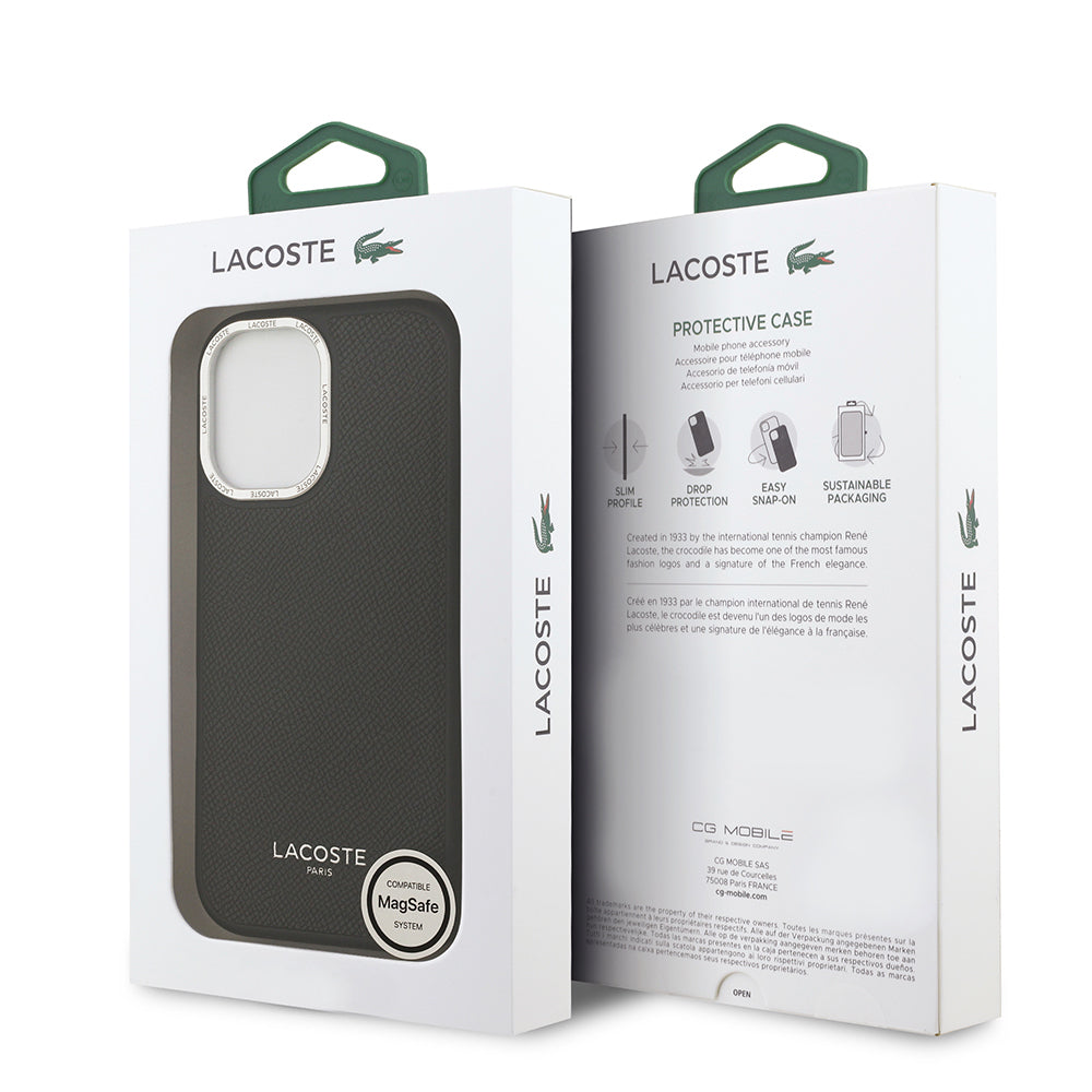 Lacoste iPhone 17 Orjinal Lisanslı M-safe Şarj Özellikli Champs Elysees PU Deri Tasarımlı Kılıf