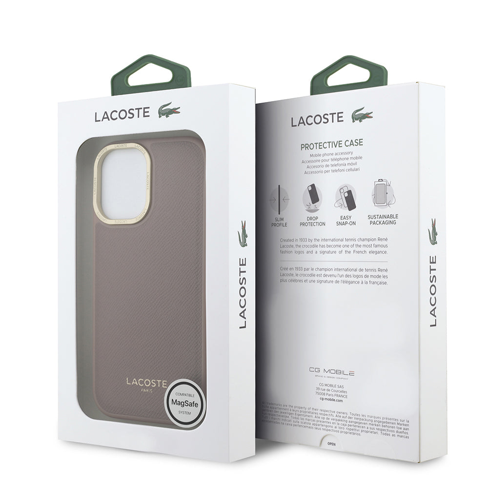 Lacoste iPhone 17 Orjinal Lisanslı M-safe Şarj Özellikli Champs Elysees PU Deri Tasarımlı Kılıf
