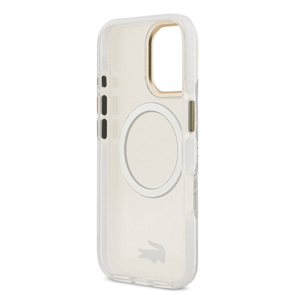 Lacoste iPhone 17 Orjinal Lisanslı M-safe Şarj Özellikli Gold Timsah Logolu Buzlu Kılıf