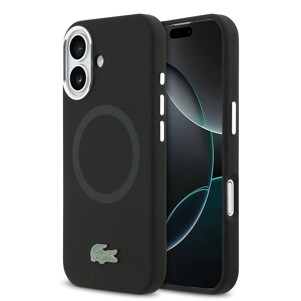 Lacoste iPhone 17 Orjinal Lisanslı M-safe Şarj Özellikli İkonik Logolu Metal Kamera Çerçeveli Silikon Kılıf