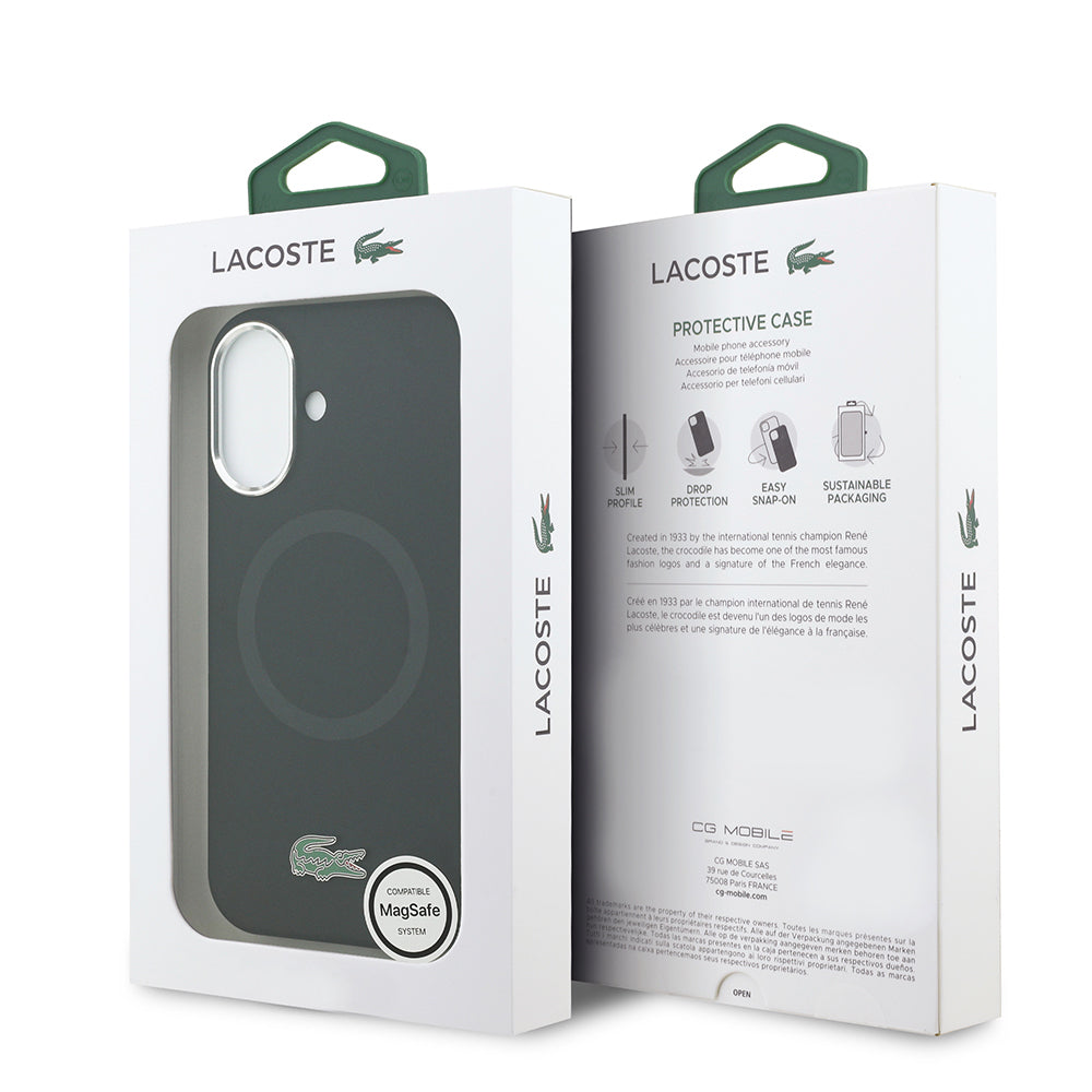 Lacoste iPhone 17 Orjinal Lisanslı M-safe Şarj Özellikli İkonik Logolu Metal Kamera Çerçeveli Silikon Kılıf