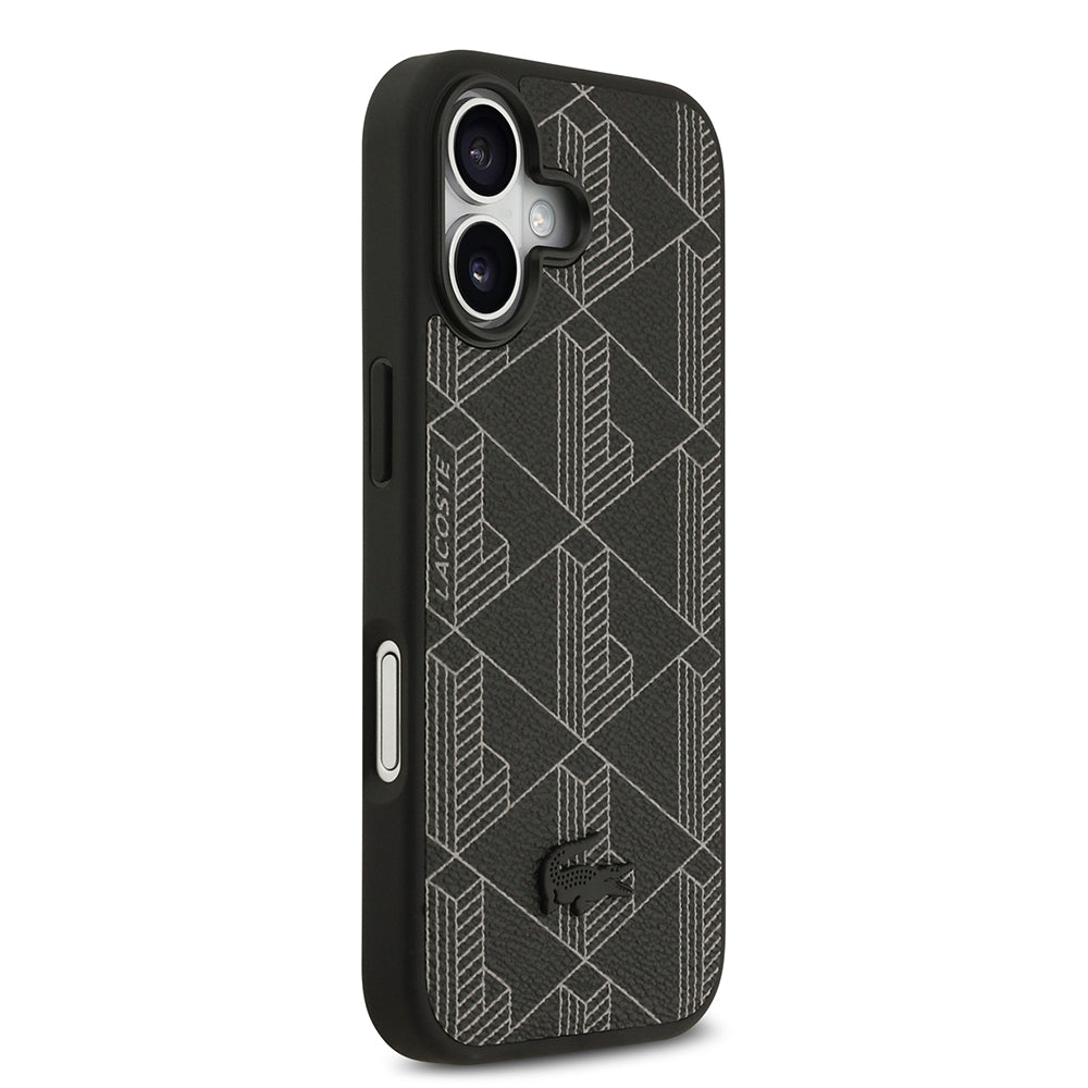 Lacoste iPhone 17 Orjinal Lisanslı M-safe Şarj Özellikli PU Deri Tasarımlı Kartlıklı Karışık Monogram Desenli Kılıf