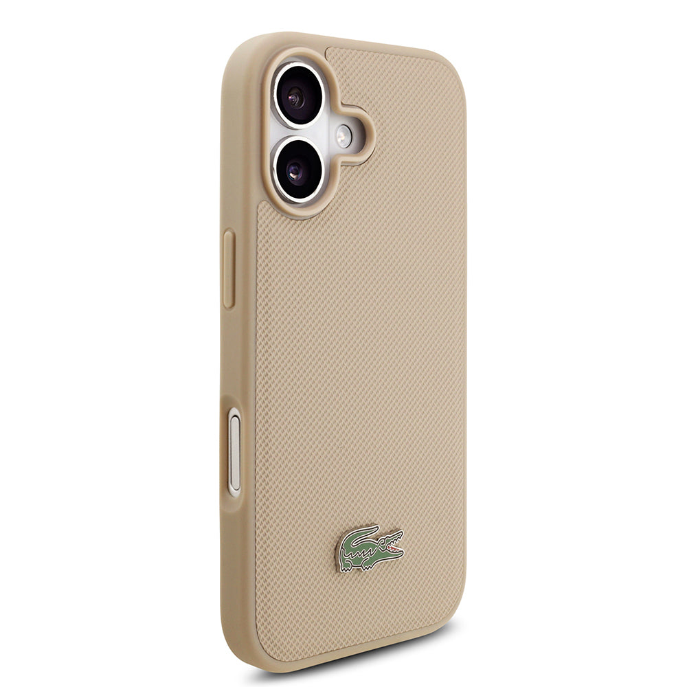 Lacoste iPhone 17 Orjinal Lisanslı M-safe Şarj Özellikli PU Pike Desenli Metal Logolu Kartlıklı Kılıf