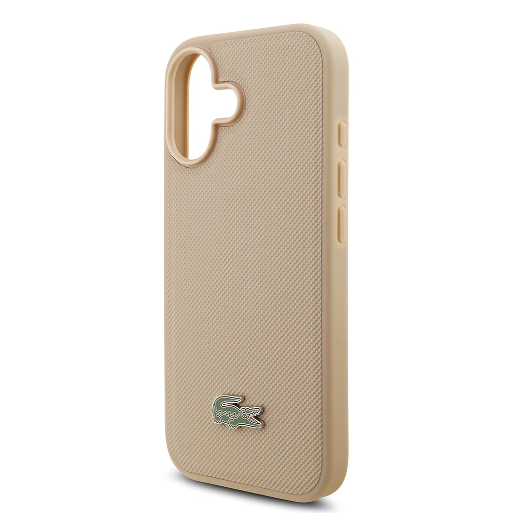 Lacoste iPhone 17 Orjinal Lisanslı M-safe Şarj Özellikli PU Pike Desenli Metal Logolu Kartlıklı Kılıf