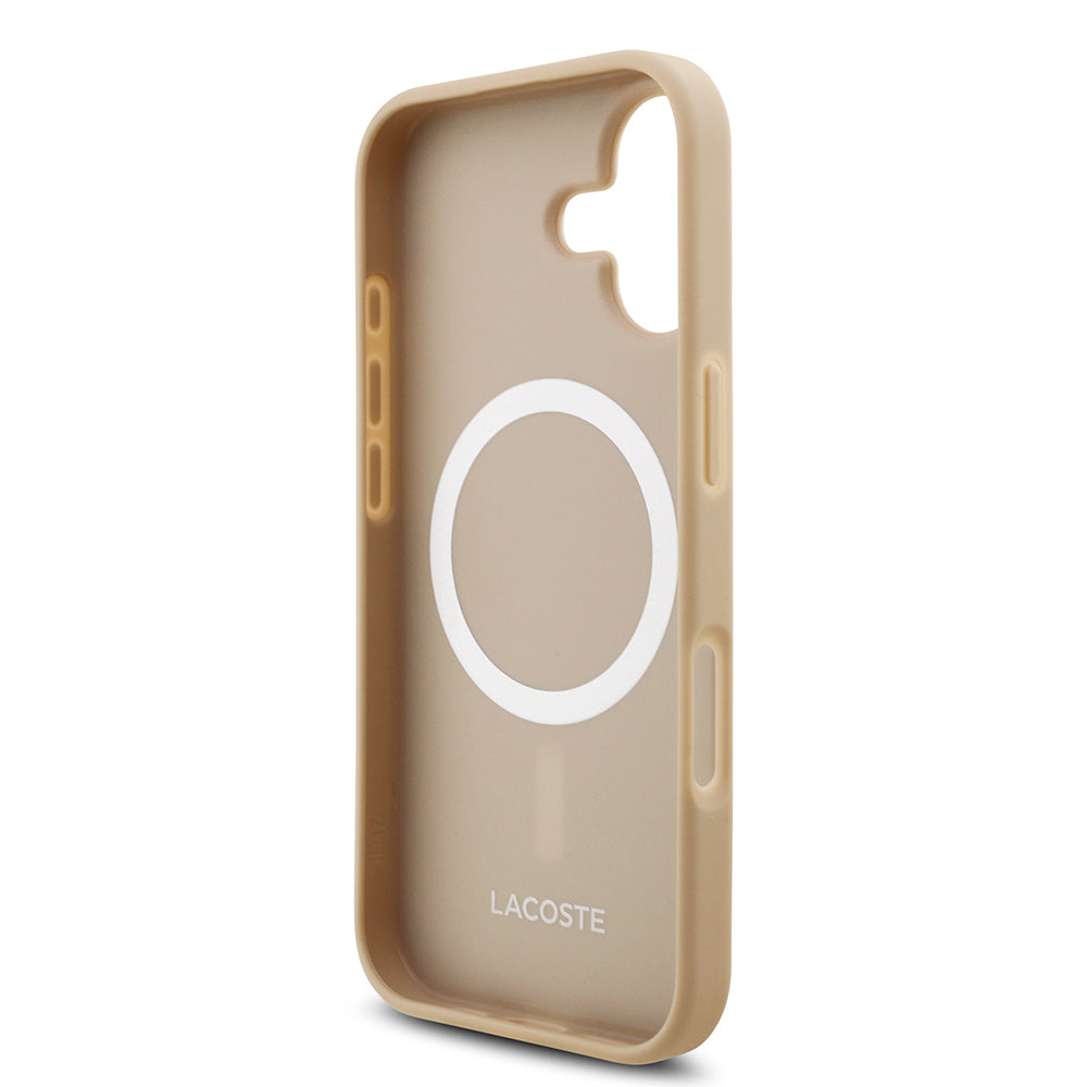 Lacoste iPhone 17 Orjinal Lisanslı M-safe Şarj Özellikli PU Pike Desenli Metal Logolu Kartlıklı Kılıf