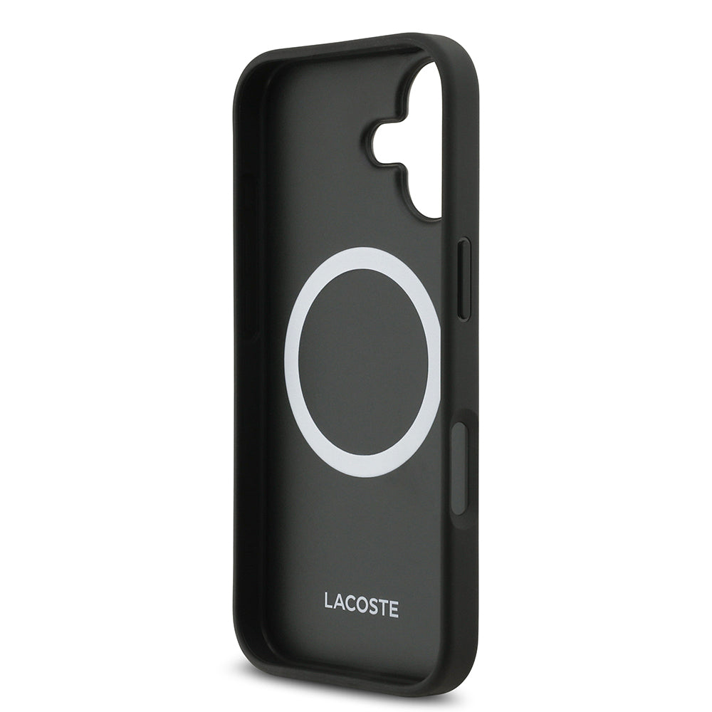 Lacoste iPhone 17 Orjinal Lisanslı M-safe Şarj Özellikli PU Pike Desenli Metal Logolu Kartlıklı Kılıf