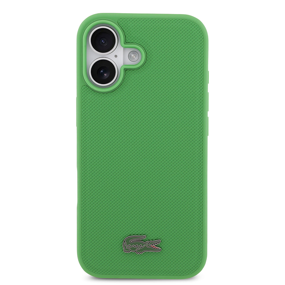 Lacoste iPhone 17 Orjinal Lisanslı M-safe Şarj Özellikli PU Pike Desenli Metal Logolu Kartlıklı Kılıf