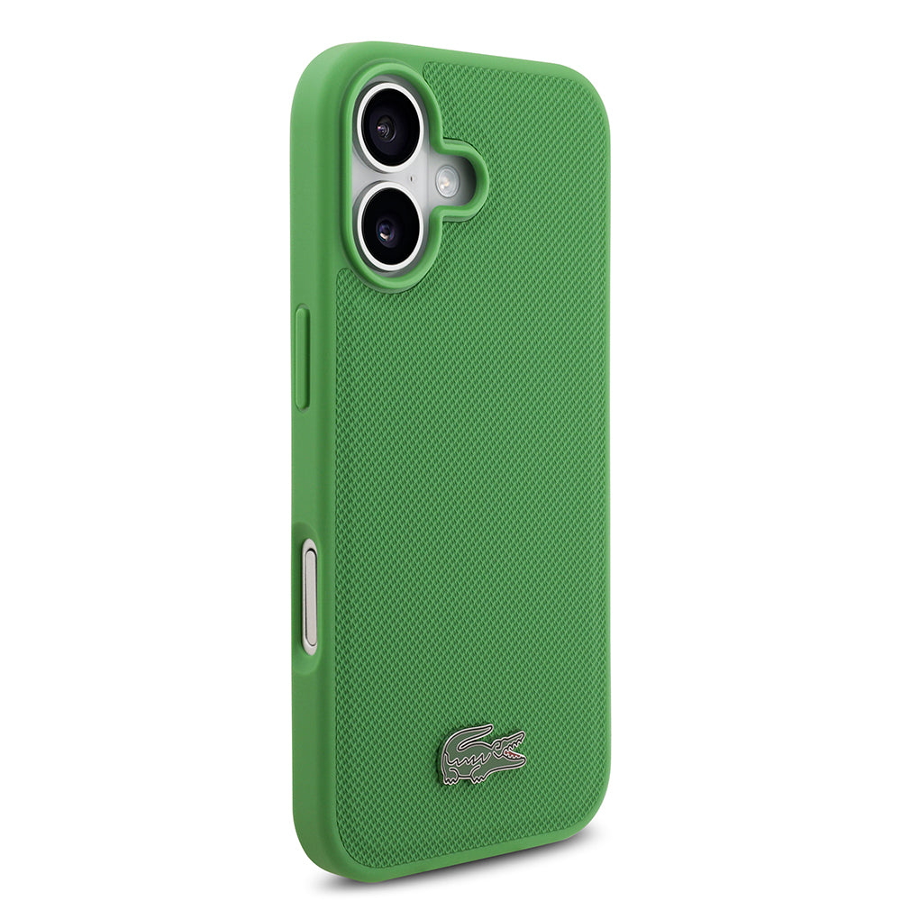 Lacoste iPhone 17 Orjinal Lisanslı M-safe Şarj Özellikli PU Pike Desenli Metal Logolu Kartlıklı Kılıf