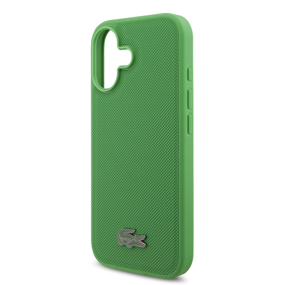 Lacoste iPhone 17 Orjinal Lisanslı M-safe Şarj Özellikli PU Pike Desenli Metal Logolu Kartlıklı Kılıf