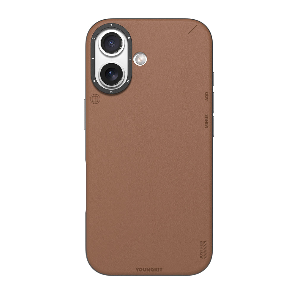 Youngkit Tech Fashion Serisi iPhone 17 Kılıf M-safe Şarj Özellikli Basit Mat Deri Desenli Telefon Kılıfı