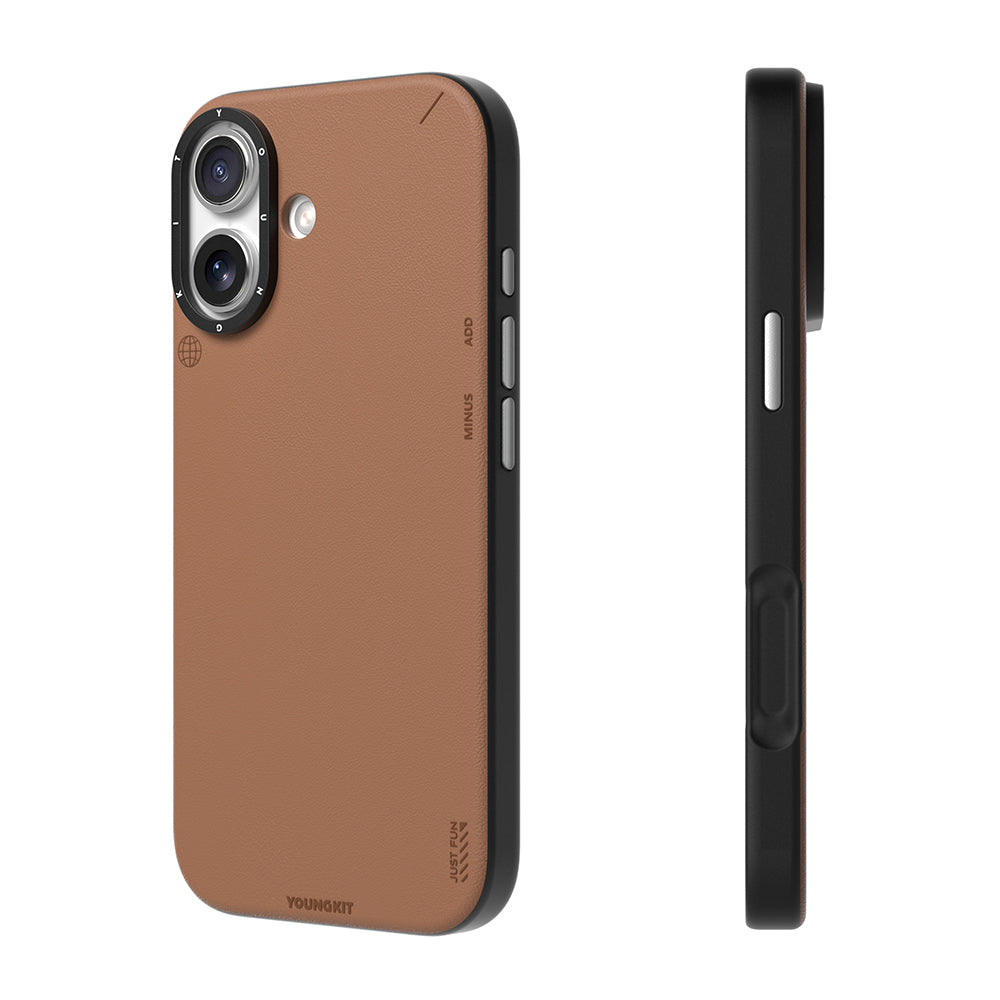 Youngkit Tech Fashion Serisi iPhone 17 Kılıf M-safe Şarj Özellikli Basit Mat Deri Desenli Telefon Kılıfı