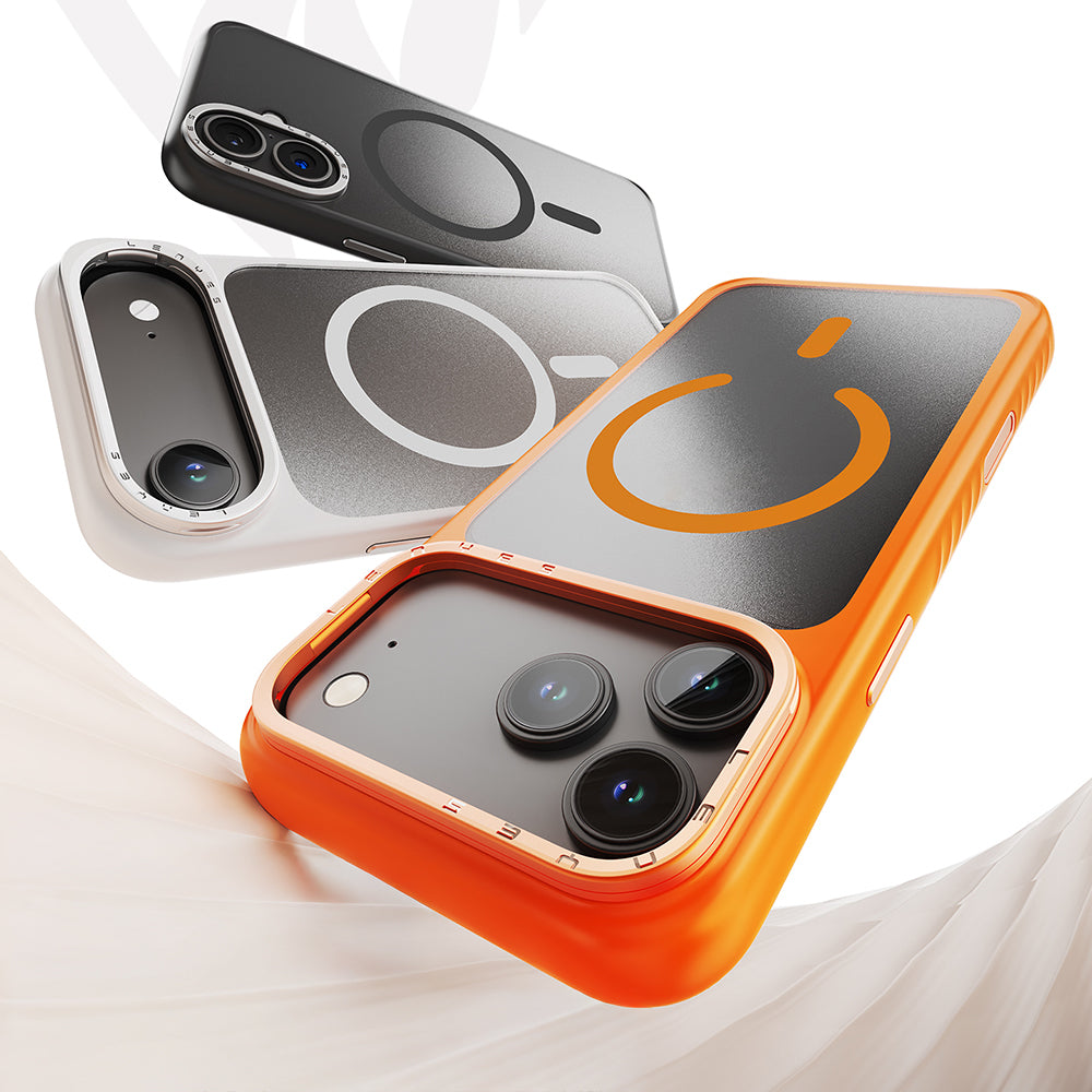 Lenyes CK226 iPhone 17 M-safe Şarj Özellikli Metal Kamera Standlı PC Kılıf