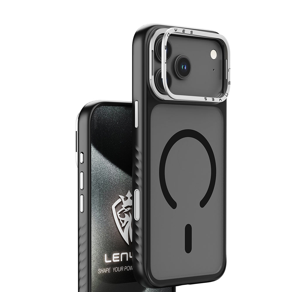 Lenyes CK226 iPhone 17 M-safe Şarj Özellikli Metal Kamera Standlı PC Kılıf