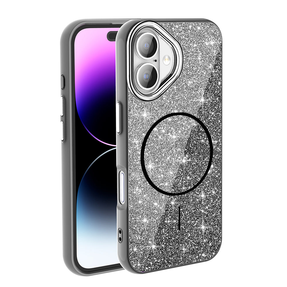 Cepax iPhone 17 M-safe Şarj Özellikli Parlayan Simli Okso Kılıf