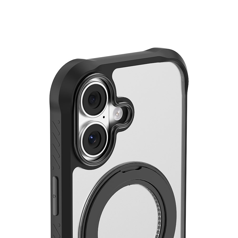 Mutural Obsidian Serisi iPhone 17 M-safe Şarj Özellikli Parmak Ring Standlı Airbag Tasarımlı Kılıf