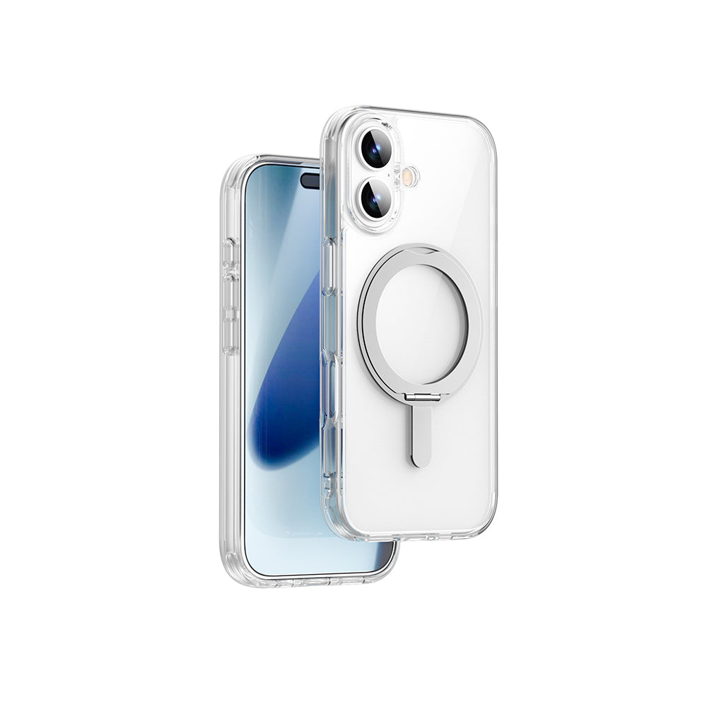 Wiwu MCC-201 iPhone 17 M-safe Şarj Özellikli iShield Ultra Serisi Standlı Crystal Sert PC Kılıf