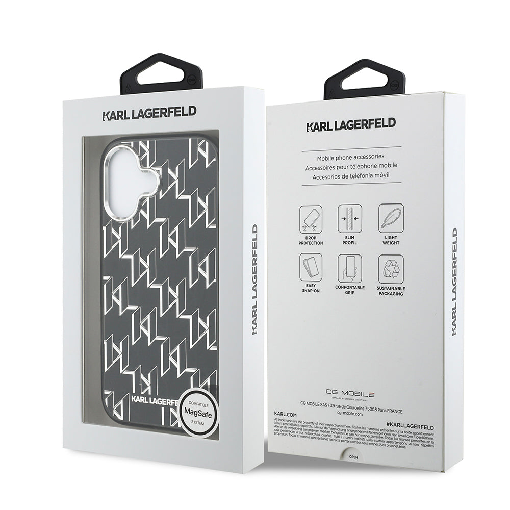 Karl Lagerfeld iPhone 17 Orjinal Lisanslı M-safe Şarj Özellikli IML Baskılı Monogram Dizayn Kılıf