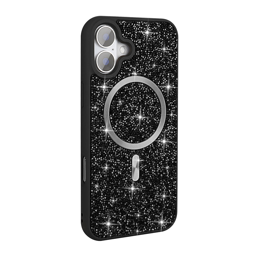 Cepax iPhone 17 Pırlanta Tasarımlı M-safe Şarj Özellikli Mozaik Silikon Kılıf