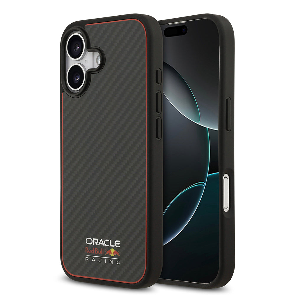 Apple iPhone 17 Redbull Orjinal Lisanslı M-safe Şarj Özellikli Karbon Fiber Parlayan Logolu Kılıf