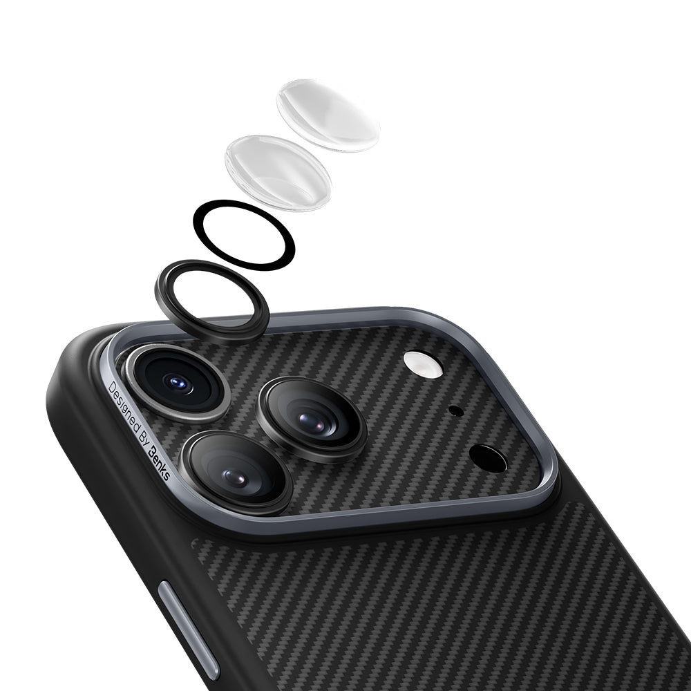 Benks ArmorWarrior Serisi iPhone 17 Pro 600D Kevlar Kamera Lens Koruyucu