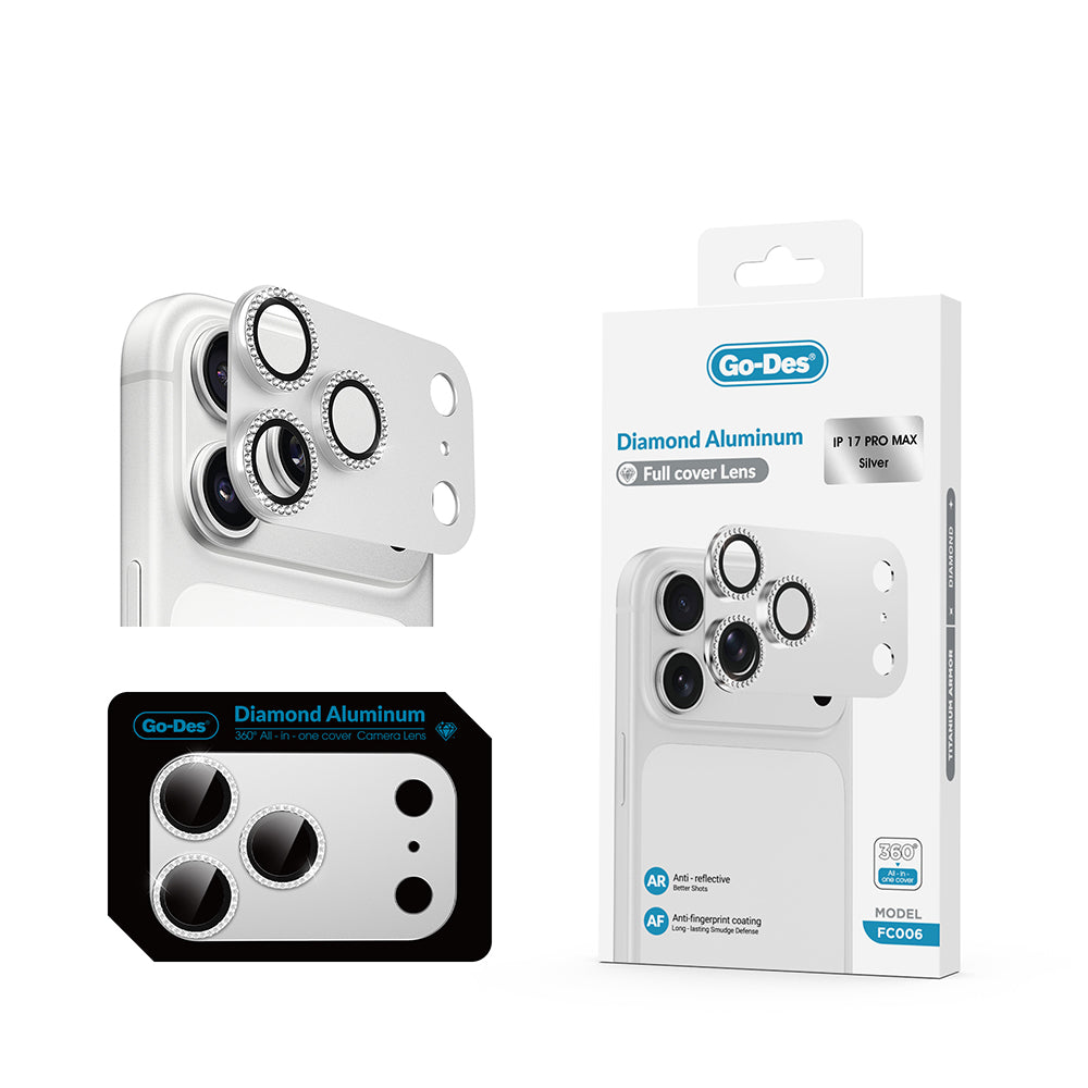 Go Des FC006 Diamond Titanyum Serisi iPhone 17 Pro Anti Reflective Kamera Lens Koruyucu