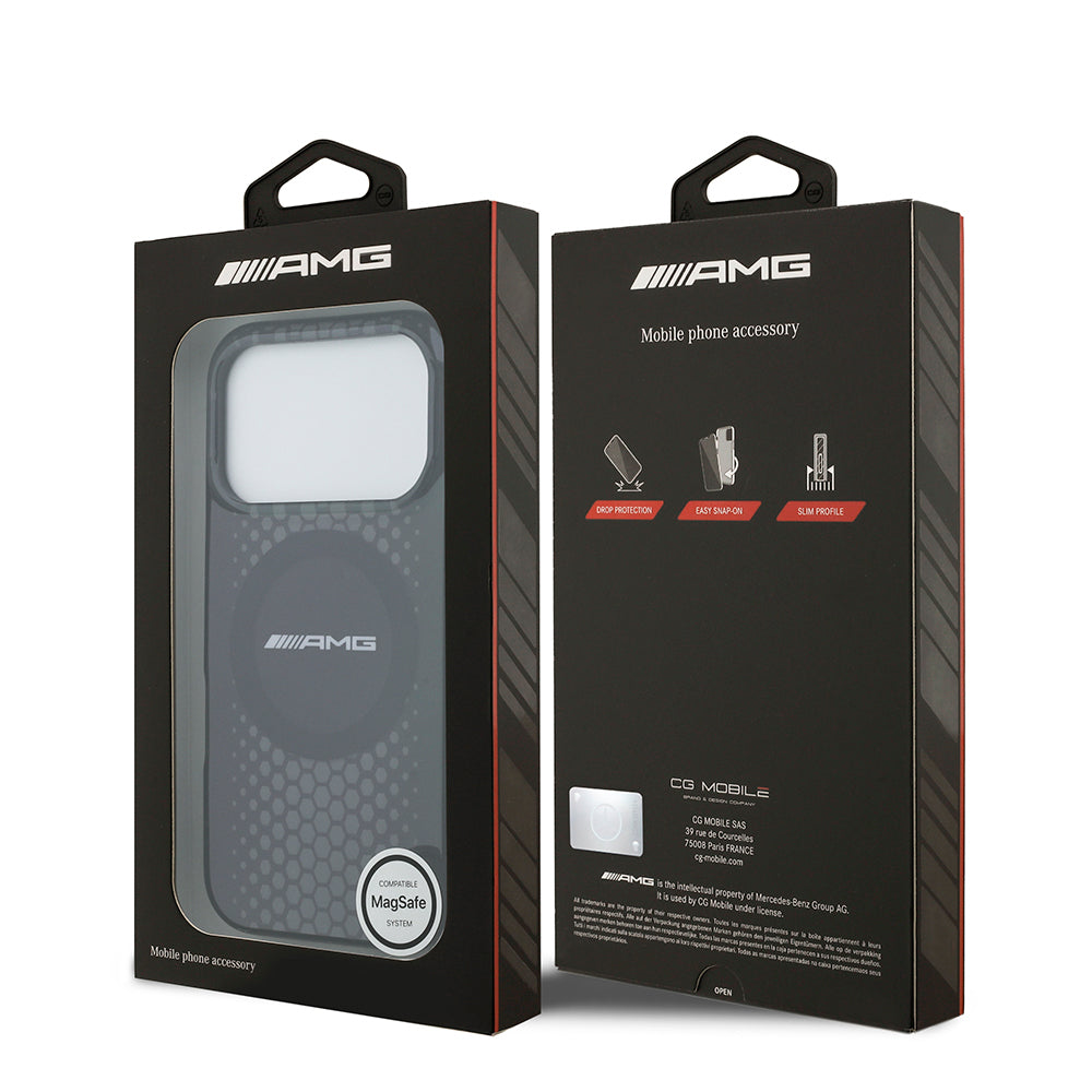 AMG iPhone 17 Pro Orjinal Lisanslı Çift Katmanlı Büyük Logolu Petek Desenli Kılıf