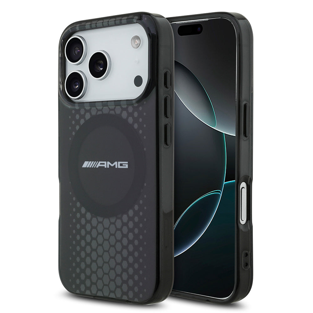 AMG iPhone 17 Pro Orjinal Lisanslı Çift Katmanlı Büyük Logolu Petek Desenli Kılıf