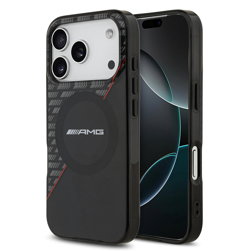 AMG iPhone 17 Pro Orjinal Lisanslı M-safe Şarj Özellikli Çift Katmanlı Kırmızı Çapraz Çizgili Kılıf
