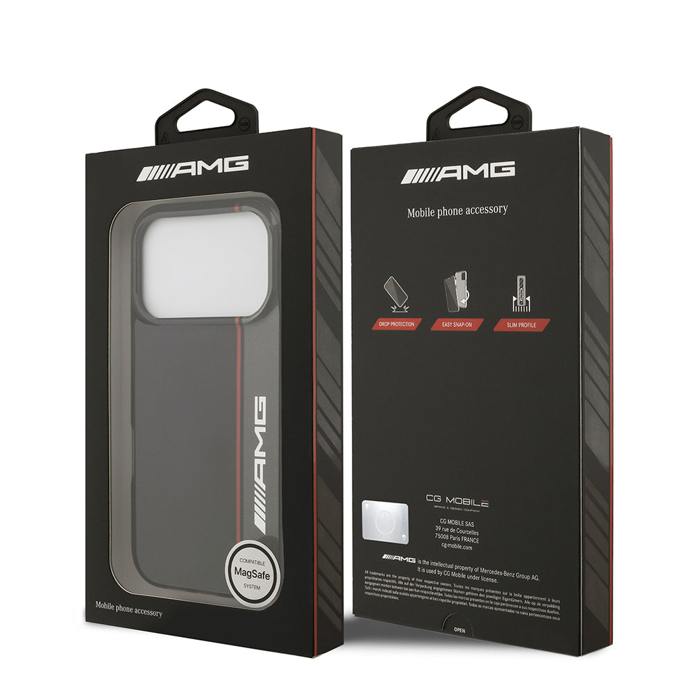 AMG iPhone 17 Pro Orjinal Lisanslı M-safe Şarj Özellikli IML Baskı Logolu Çift Katmanlı Bow Lines Kılıf