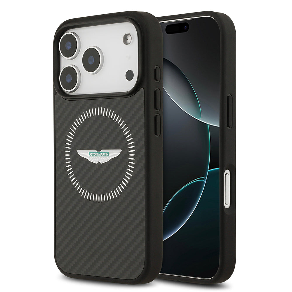 Apple iPhone 17 Pro Aston Martin Orjinal Lisanslı M-safe Şarj Özellikli Karbon Fiber Kılıf
