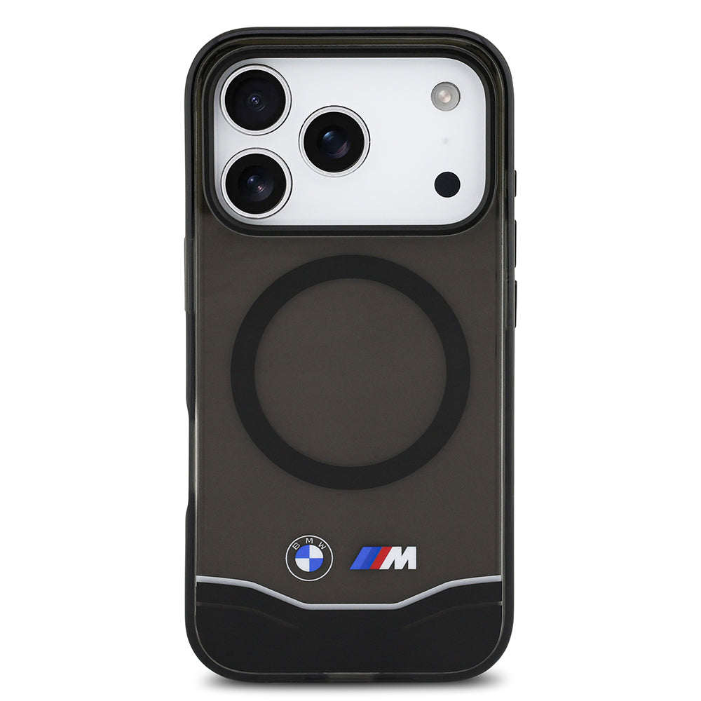 BMW iPhone 17 Pro Orjinal Lisanslı M-safe Şarj Özellikli Metal Buton Tasarımlı Tranparan M Dizayn Kılıf