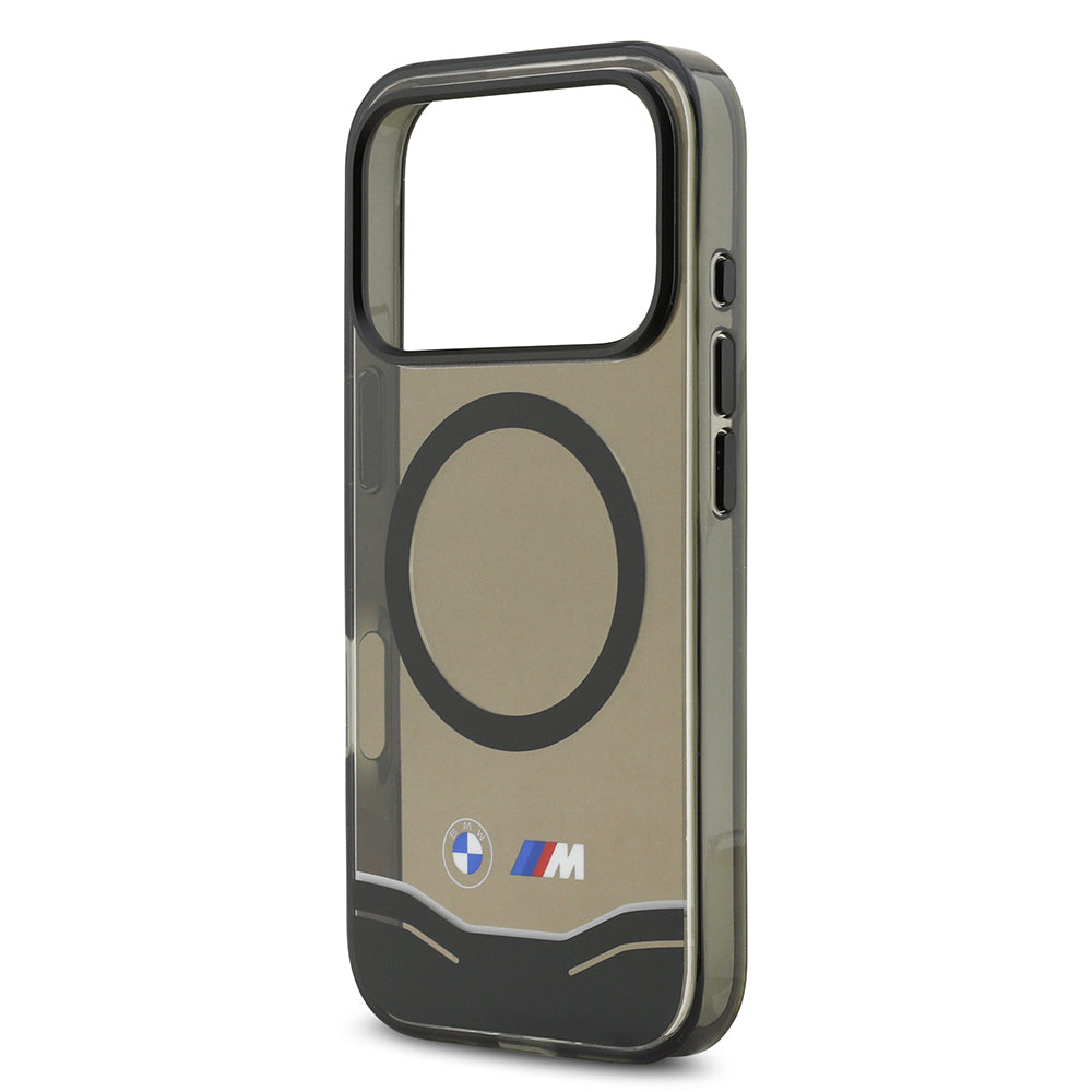 BMW iPhone 17 Pro Orjinal Lisanslı M-safe Şarj Özellikli Metal Buton Tasarımlı Tranparan M Dizayn Kılıf